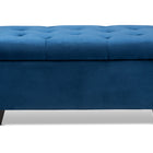 Baxton Studio Michaela Modern and Contemporary Navy Blue Velvet Fabric Upholstered Storage Ottoman