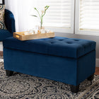Baxton Studio Michaela Modern and Contemporary Navy Blue Velvet Fabric Upholstered Storage Ottoman