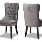Baxton Studio Remy Modern Transitional Grey Velvet Fabric Upholstered Espresso Finished 2-Piece Wood Dining Chair Set Set
