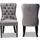 Baxton Studio Remy Modern Transitional Grey Velvet Fabric Upholstered Espresso Finished 2-Piece Wood Dining Chair Set Set