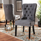 Baxton Studio Remy Modern Transitional Grey Velvet Fabric Upholstered Espresso Finished 2-Piece Wood Dining Chair Set Set