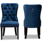 Baxton Studio Remy Modern Transitional Navy Blue Velvet Fabric Upholstered Espresso Finished 2-Piece Wood Dining Chair Set Set