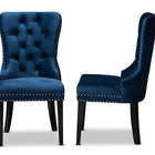Baxton Studio Remy Modern Transitional Navy Blue Velvet Fabric Upholstered Espresso Finished 2-Piece Wood Dining Chair Set Set