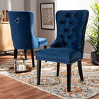 Baxton Studio Remy Modern Transitional Navy Blue Velvet Fabric Upholstered Espresso Finished 2-Piece Wood Dining Chair Set Set