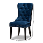 Baxton Studio Remy Modern Transitional Navy Blue Velvet Fabric Upholstered Espresso Finished 2-Piece Wood Dining Chair Set Set