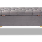Baxton Studio Valere Glam and Luxe Grey Velvet Fabric Upholstered Gold Finished Button Tufted Storage Ottoman