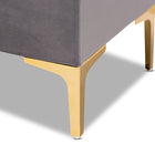 Baxton Studio Valere Glam and Luxe Grey Velvet Fabric Upholstered Gold Finished Button Tufted Storage Ottoman