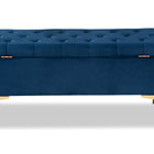 Baxton Studio Valere Glam and Luxe Navy Blue Velvet Fabric Upholstered Gold Finished Button Tufted Storage Ottoman