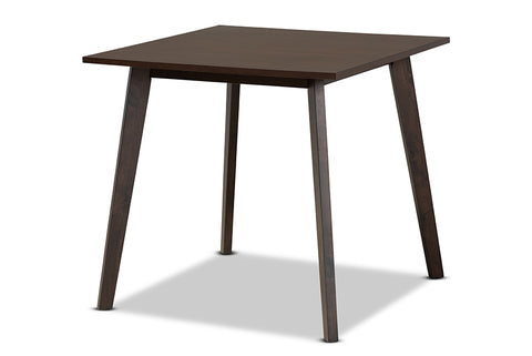 Baxton Studio Britte Mid-Century Modern Dark Oak Brown Finished Square Wood Dining Table