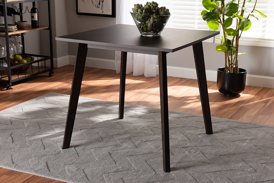 Baxton Studio Britte Mid-Century Modern Dark Oak Brown Finished Square Wood Dining Table