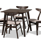 Baxton Studio Britte Mid-Century Modern Beige Fabric Upholstered Dark Oak Brown Finished 5-Piece Wood Dining Set
