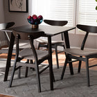 Baxton Studio Britte Mid-Century Modern Beige Fabric Upholstered Dark Oak Brown Finished 5-Piece Wood Dining Set
