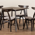 Baxton Studio Britte Mid-Century Modern Beige Fabric Upholstered Dark Oak Brown Finished 5-Piece Wood Dining Set