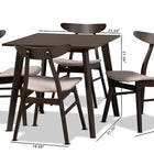 Baxton Studio Britte Mid-Century Modern Beige Fabric Upholstered Dark Oak Brown Finished 5-Piece Wood Dining Set