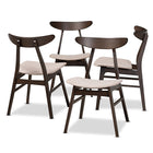 Baxton Studio Britte Mid-Century Modern Beige Fabric Upholstered Dark Oak Brown Finished 4-Piece Wood Dining Chair Set Set