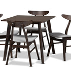 Baxton Studio Britte Mid-Century Modern Light Grey Fabric Upholstered Dark Oak Brown Finished 5-Piece Wood Dining Set