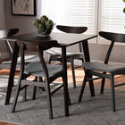 Baxton Studio Britte Mid-Century Modern Light Grey Fabric Upholstered Dark Oak Brown Finished 5-Piece Wood Dining Set