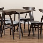 Baxton Studio Britte Mid-Century Modern Light Grey Fabric Upholstered Dark Oak Brown Finished 5-Piece Wood Dining Set