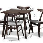Baxton Studio Britte Mid-Century Modern Light Grey Fabric Upholstered Dark Oak Brown Finished 5-Piece Wood Dining Set