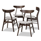 Baxton Studio Britte Mid-Century Modern Light Grey Fabric Upholstered Dark Oak Brown Finished 4-Piece Wood Dining Chair Set Set