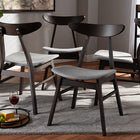 Baxton Studio Britte Mid-Century Modern Light Grey Fabric Upholstered Dark Oak Brown Finished 4-Piece Wood Dining Chair Set Set