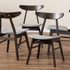 Baxton Studio Britte Mid-Century Modern Light Grey Fabric Upholstered Dark Oak Brown Finished 4-Piece Wood Dining Chair Set Set