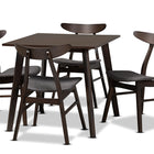 Baxton Studio Britte Mid-Century Modern Dark Grey Fabric Upholstered Dark Oak Brown Finished 5-Piece Wood Dining Set