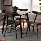 Baxton Studio Britte Mid-Century Modern Dark Grey Fabric Upholstered Dark Oak Brown Finished 5-Piece Wood Dining Set