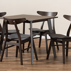 Baxton Studio Britte Mid-Century Modern Dark Grey Fabric Upholstered Dark Oak Brown Finished 5-Piece Wood Dining Set