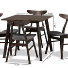 Baxton Studio Britte Mid-Century Modern Dark Grey Fabric Upholstered Dark Oak Brown Finished 5-Piece Wood Dining Set