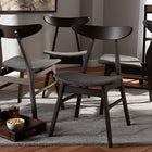 Baxton Studio Britte Mid-Century Modern Dark Grey Fabric Upholstered Dark Oak Brown Finished 4-Piece Wood Dining Chair Set Set