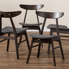 Baxton Studio Britte Mid-Century Modern Dark Grey Fabric Upholstered Dark Oak Brown Finished 4-Piece Wood Dining Chair Set Set