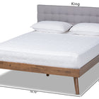 Baxton Studio Devan Mid-Century Modern Light Grey Fabric Upholstered Walnut Brown Finished Wood Queen Size Platform Bed