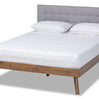 Baxton Studio Devan Mid-Century Modern Light Grey Fabric Upholstered Walnut Brown Finished Wood King Size Platform Bed