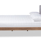 Baxton Studio Devan Mid-Century Modern Light Grey Fabric Upholstered Walnut Brown Finished Wood King Size Platform Bed