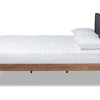 Baxton Studio Devan Mid-Century Modern Dark Grey Fabric Upholstered Walnut Brown Finished Wood King Size Platform Bed