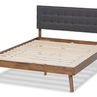 Baxton Studio Devan Mid-Century Modern Dark Grey Fabric Upholstered Walnut Brown Finished Wood King Size Platform Bed