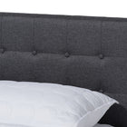 Baxton Studio Devan Mid-Century Modern Dark Grey Fabric Upholstered Walnut Brown Finished Wood King Size Platform Bed