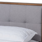 Baxton Studio Alke Mid-Century Modern Light Grey Fabric Upholstered Walnut Brown Finished Wood Full Size Platform Bed