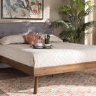 Baxton Studio Alke Mid-Century Modern Light Grey Fabric Upholstered Walnut Brown Finished Wood Full Size Platform Bed