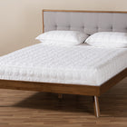 Baxton Studio Alke Mid-Century Modern Light Grey Fabric Upholstered Walnut Brown Finished Wood King Size Platform Bed