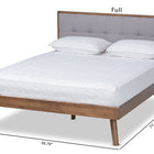 Baxton Studio Alke Mid-Century Modern Light Grey Fabric Upholstered Walnut Brown Finished Wood Full Size Platform Bed