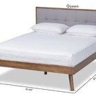 Baxton Studio Alke Mid-Century Modern Light Grey Fabric Upholstered Walnut Brown Finished Wood Queen Size Platform Bed