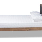 Baxton Studio Alke Mid-Century Modern Dark Grey Fabric Upholstered Walnut Brown Finished Wood King Size Platform Bed
