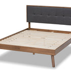 Baxton Studio Alke Mid-Century Modern Dark Grey Fabric Upholstered Walnut Brown Finished Wood King Size Platform Bed