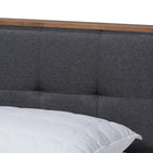 Baxton Studio Alke Mid-Century Modern Dark Grey Fabric Upholstered Walnut Brown Finished Wood King Size Platform Bed
