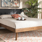 Baxton Studio Alke Mid-Century Modern Dark Grey Fabric Upholstered Walnut Brown Finished Wood King Size Platform Bed