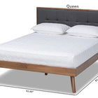 Baxton Studio Alke Mid-Century Modern Dark Grey Fabric Upholstered Walnut Brown Finished Wood King Size Platform Bed