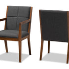 Baxton Studio Theresa Dark Grey and Walnut Effect 2-Piece Chair Set