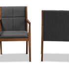 Baxton Studio Theresa Dark Grey and Walnut Effect 2-Piece Chair Set